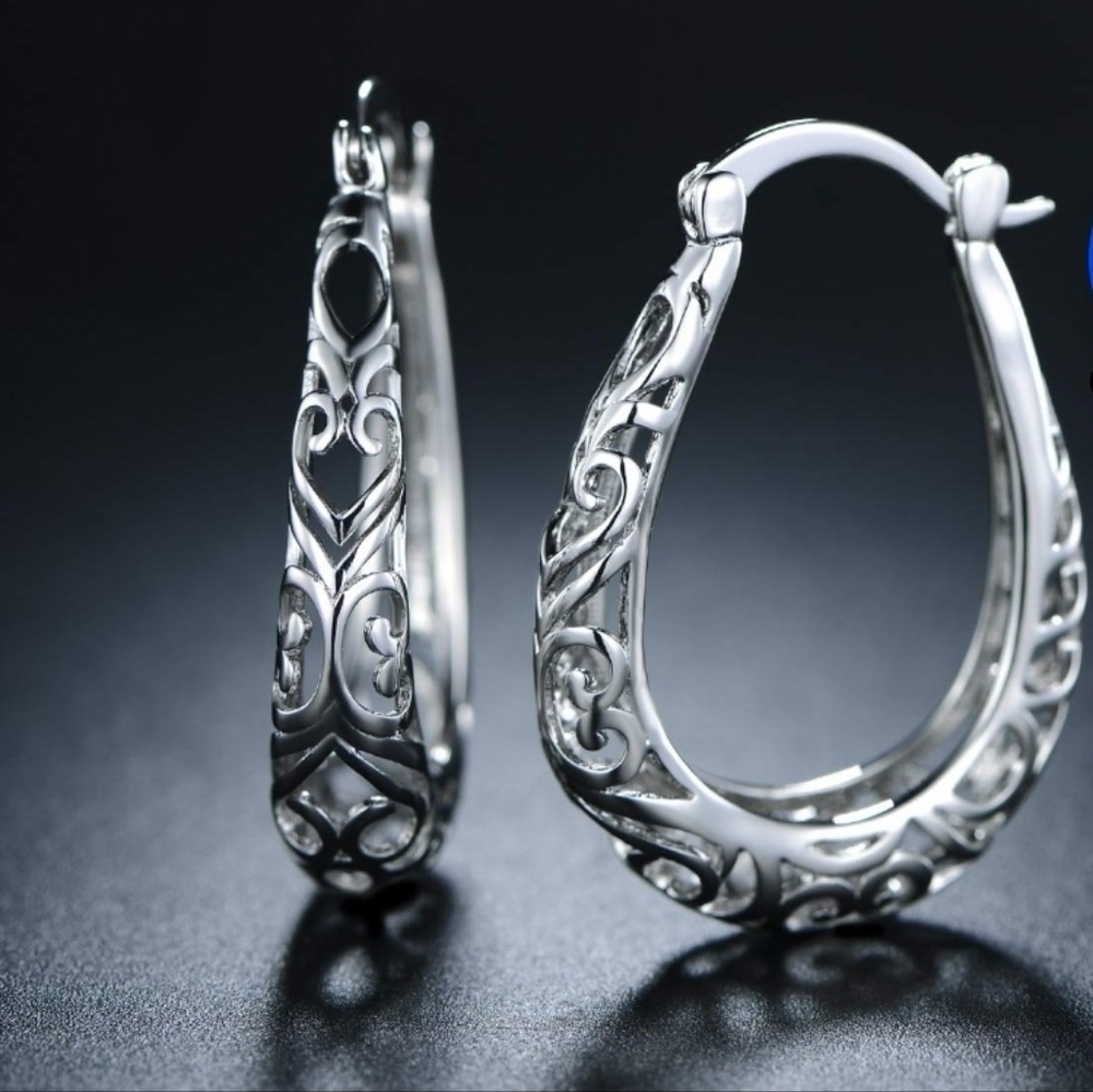 🆕️ Karis Oval Hoop Earrings in Platinum Bond